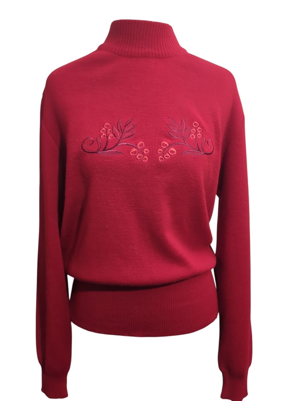 Bogner Red Embroidered Turtleneck Sweater